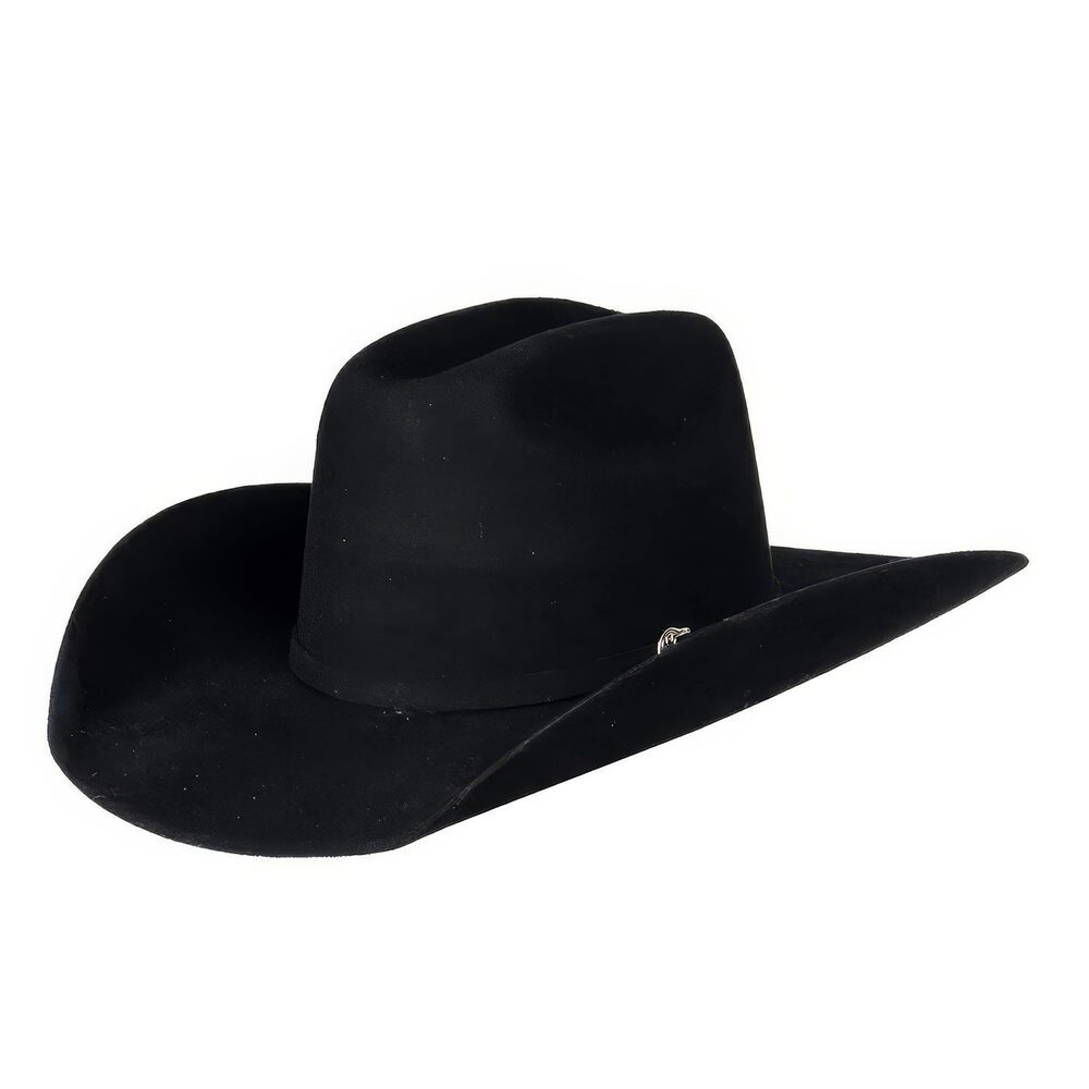 4730 Unisex Wool Cowboy Hat with 3-Piece Buckle Set Hatband, Black, 7